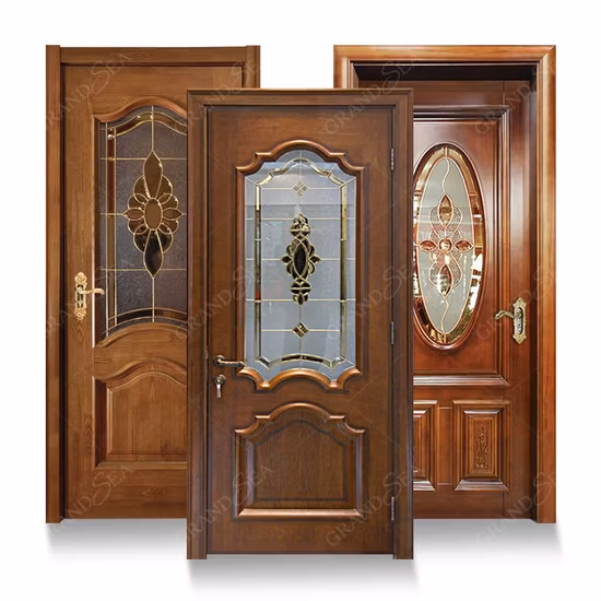 Composito personalizzato in teak moderno Compensato moderno Camera interna principale Pannello a filo ignifugo MDF Legname WPC Solido interno Porta in legno PVC duro